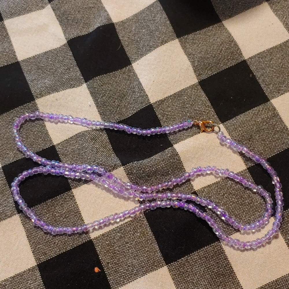 Purple glass bead necklace